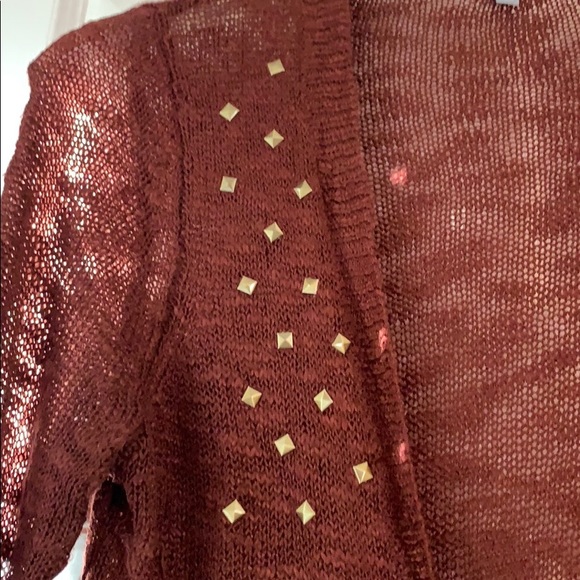 Charlotte Russe Burgundy Knit Studded Cardigan - Picture 2 of 4